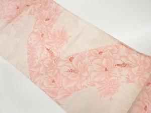 曲線に大花模様織出し袋帯